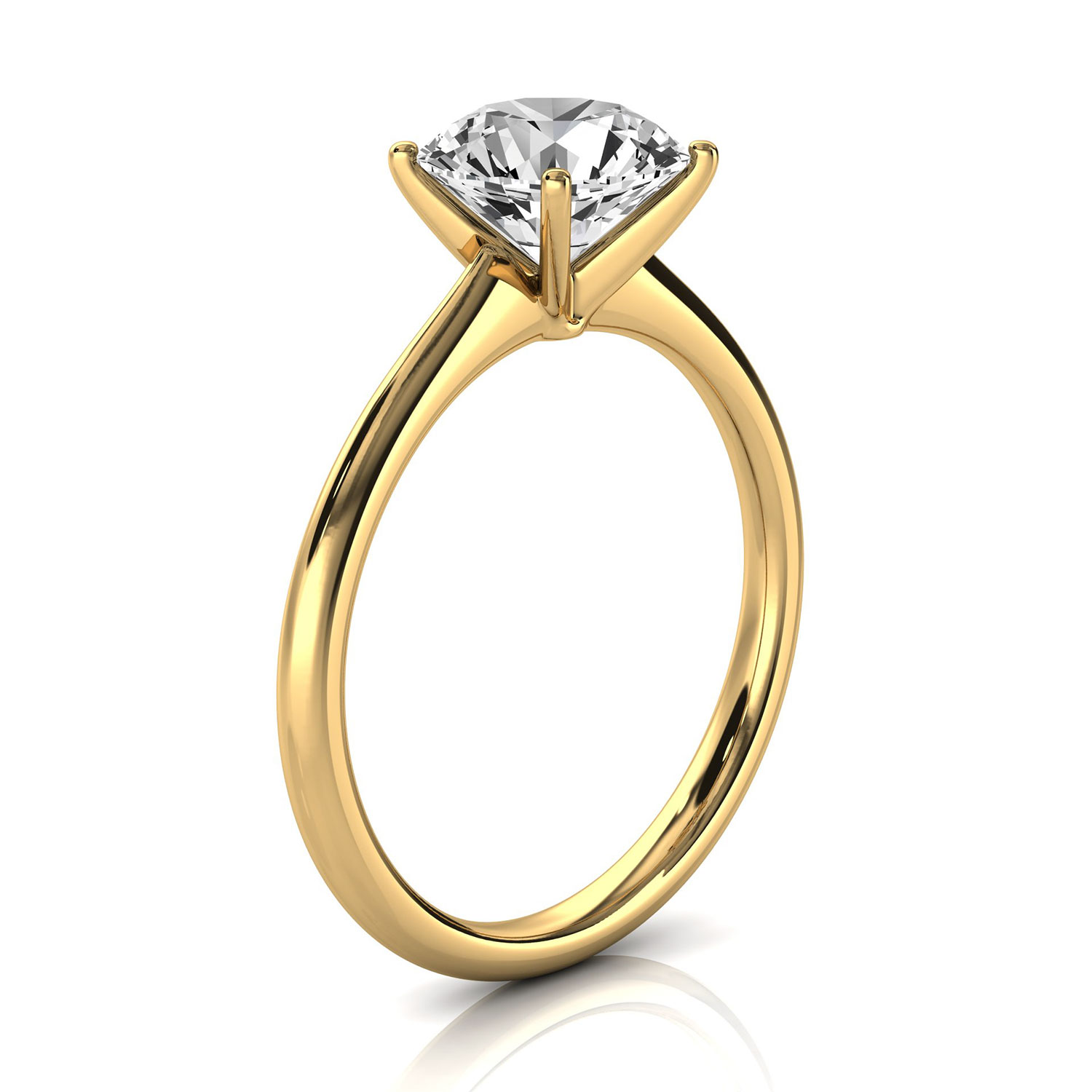 14K Yellow Gold Reli 2 MM Solitaire Ring